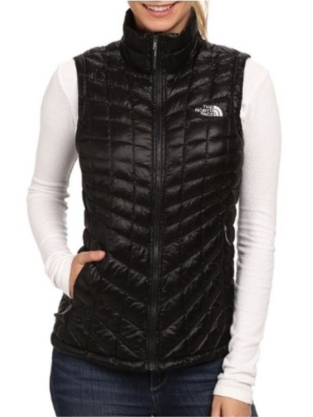 The North Face Black ThermoBall Insulated Puffer Vest Size Small EUC